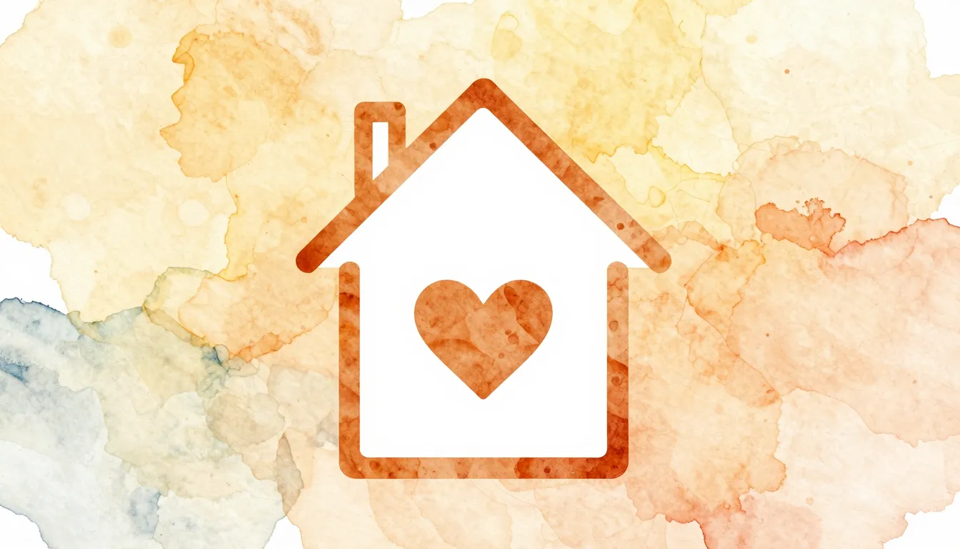 Watercolor style. A stylized, minimalist house silhouette wi...