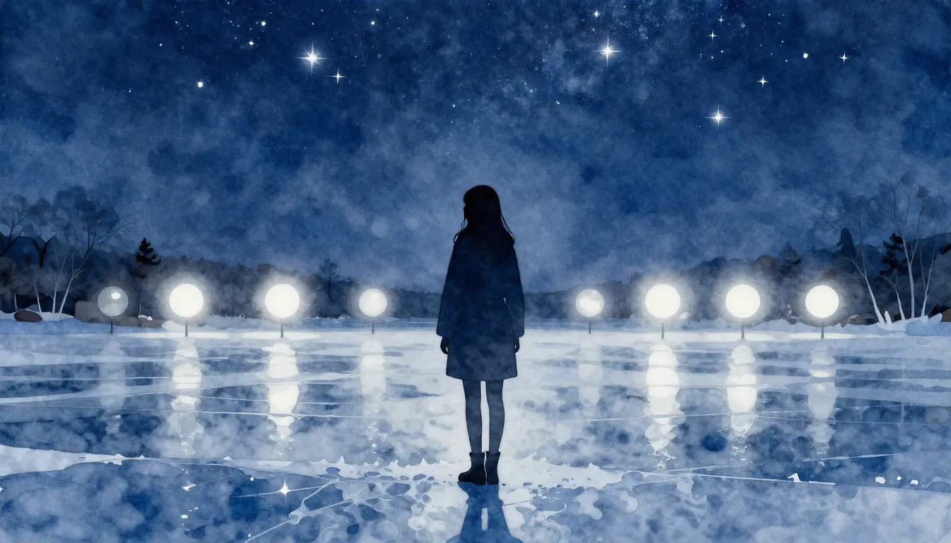 Watercolor style. A silhouette of a young woman standing on ...