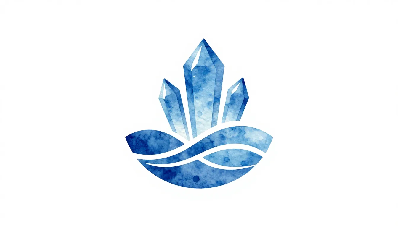 Watercolor style. Modern minimalist logo icon, stylized blue...