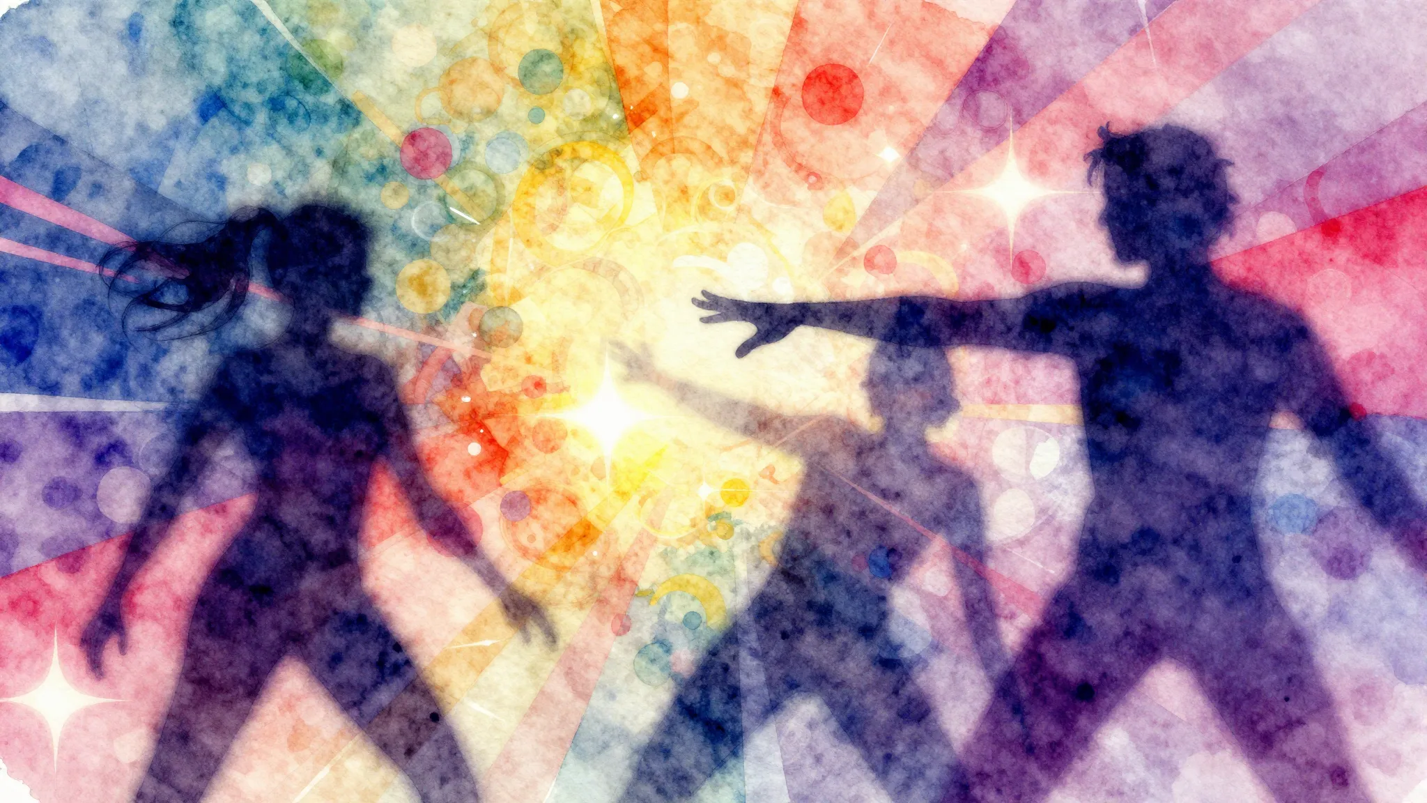 Vibrant watercolor style. Vibrant dance-pop album cover. Abs...