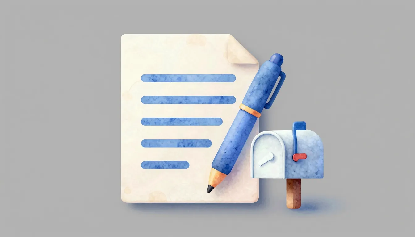 Watercolor style. A stylized 3D icon of a paper document wit...