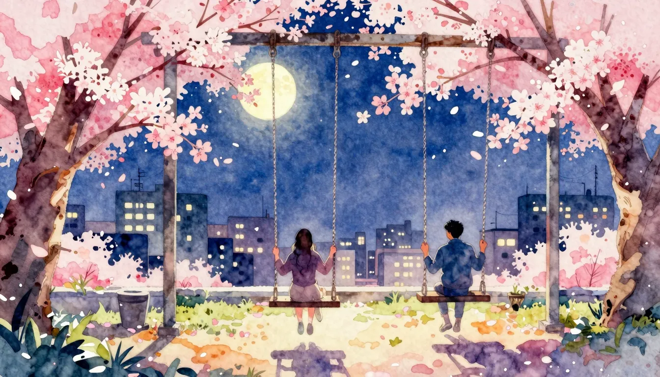 Vibrant watercolor style. K-Pop album cover, nostalgic, yout...