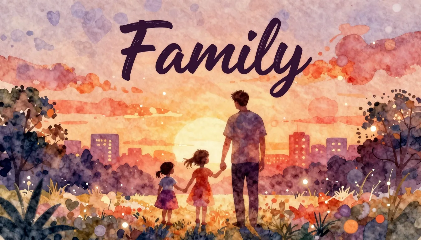 Vibrant watercolor style. Rap song cover: Family, love, jour...