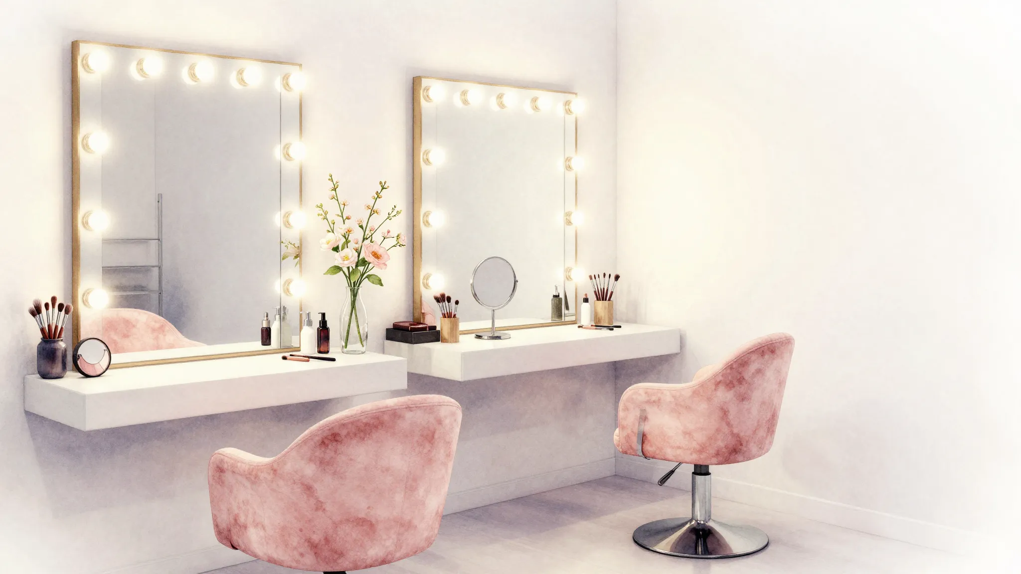 Watercolor style. Aesthetic beauty salon interior, professio...