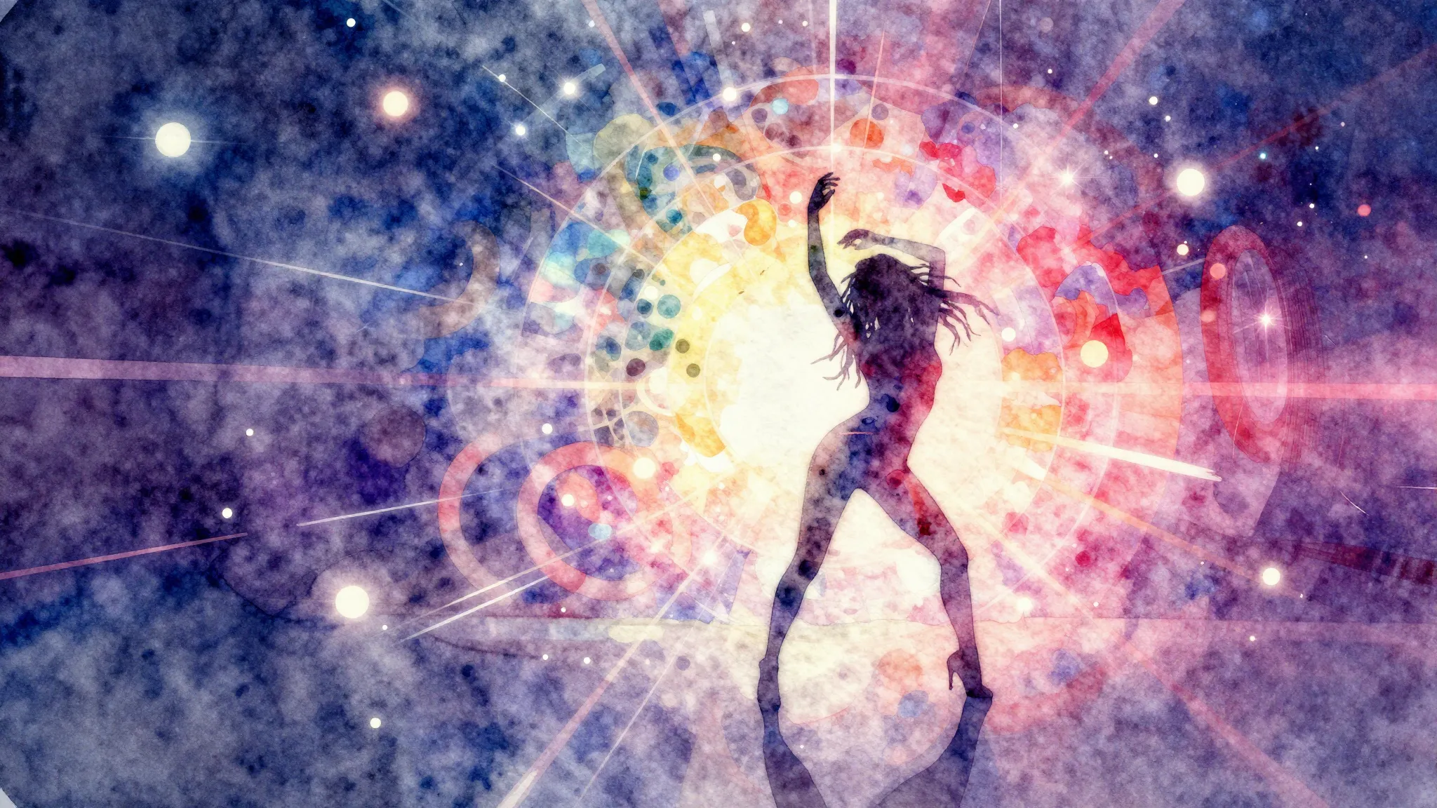 Vibrant watercolor style. Techno album cover, vibrant disco ...