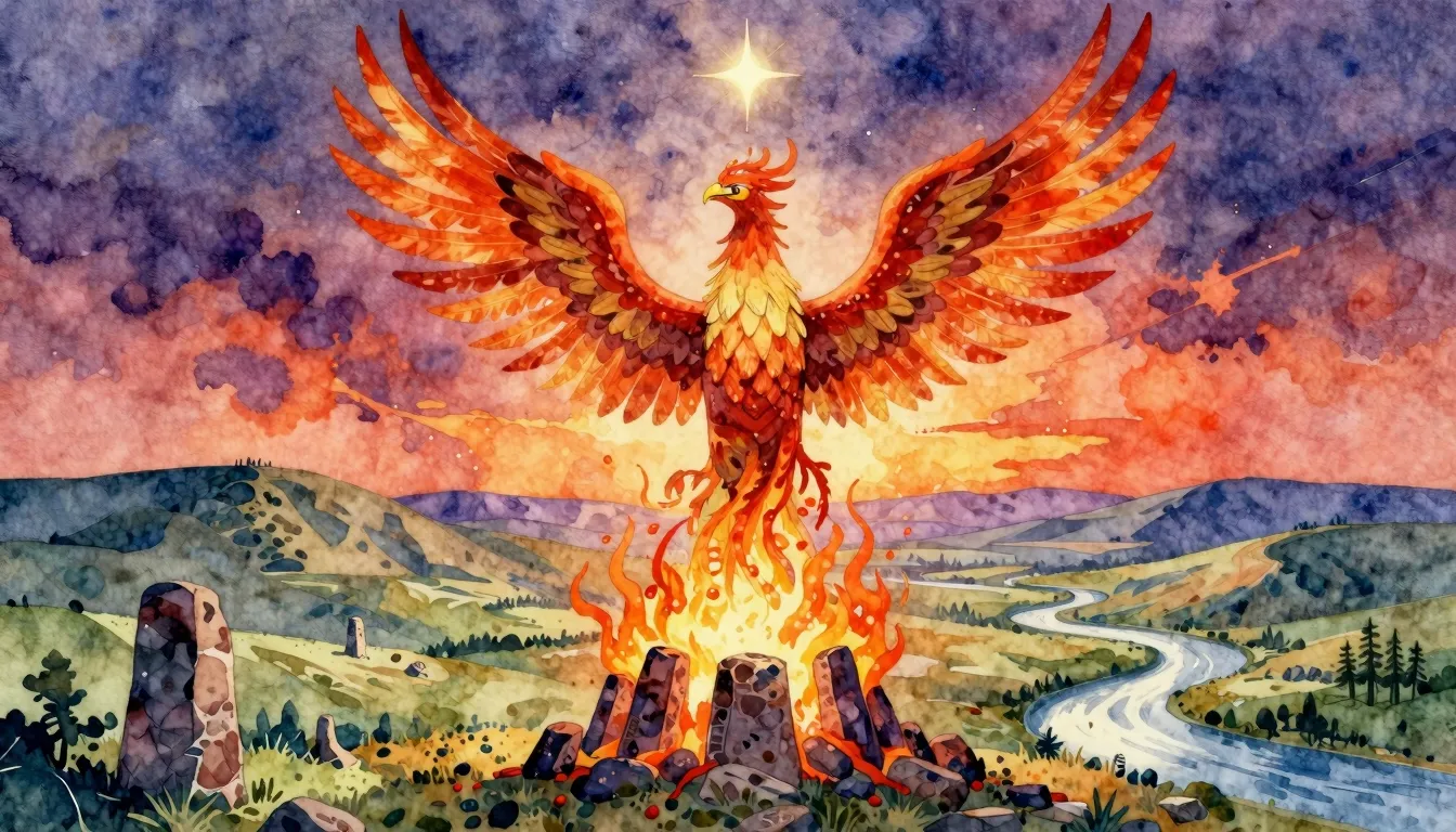 Vibrant watercolor style. Slavic folk album cover. A majesti...