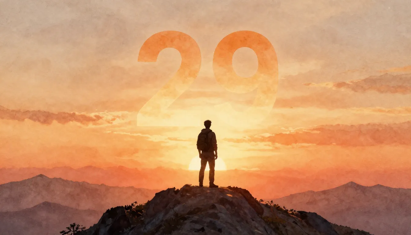 Watercolor style. A silhouette of a man standing on a mounta...