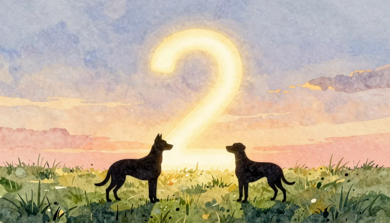 Watercolor style. Silhouettes of two elegant dogs standing o...