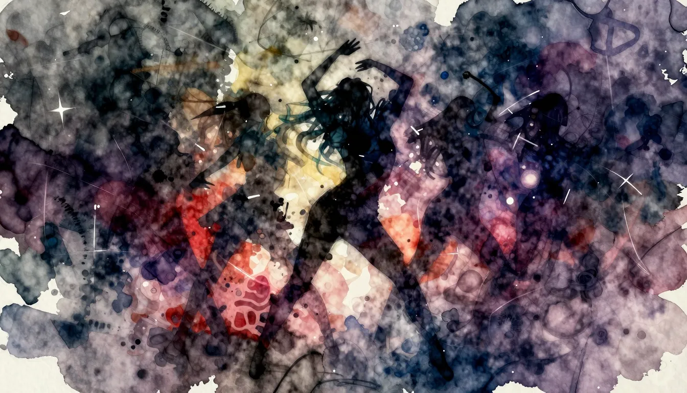 Vibrant watercolor style. Dynamic dance pop album cover. Abs...