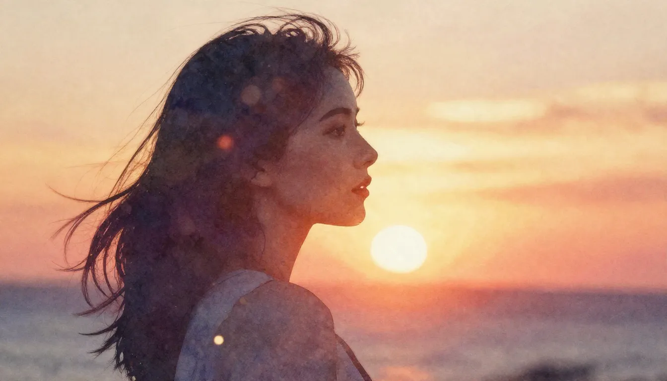 Watercolor style. Artistic silhouette of a woman's profile a...