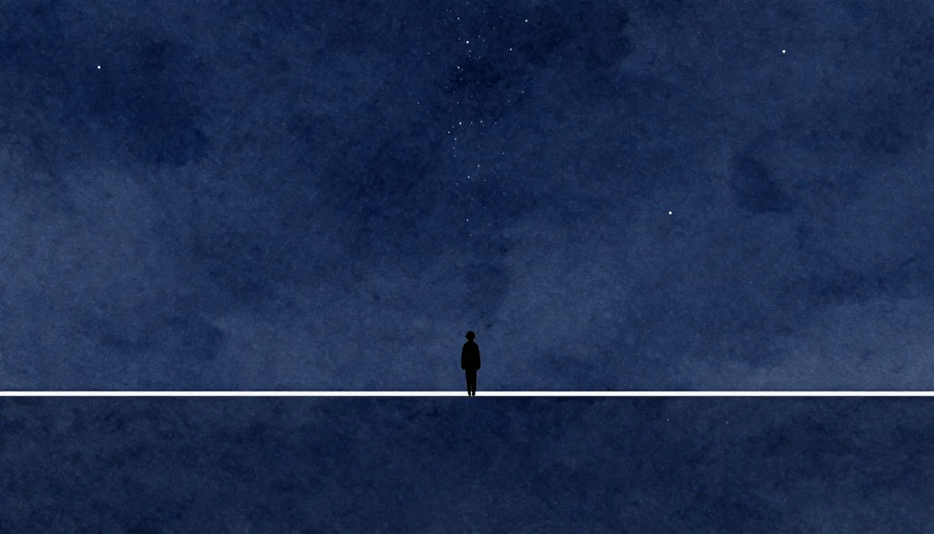 Watercolor style. A silhouette of a person dissolving into a...