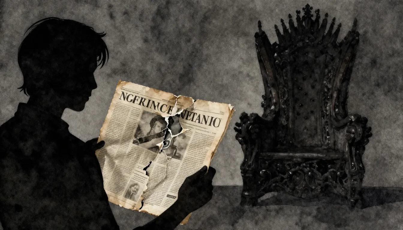 Watercolor style. A silhouette of a person holding a torn vi...