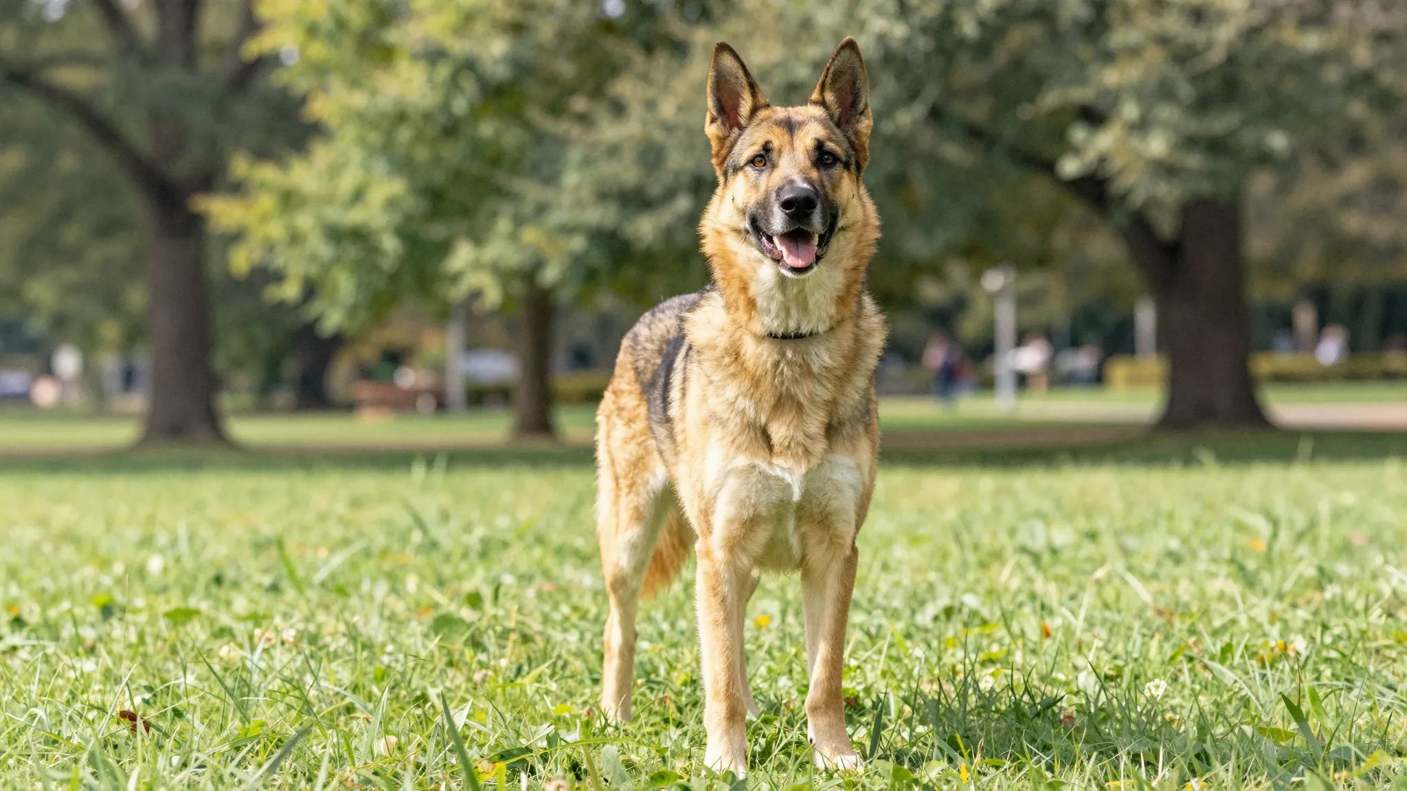 Watercolor style. A tall, handsome dog standing proudly in a...