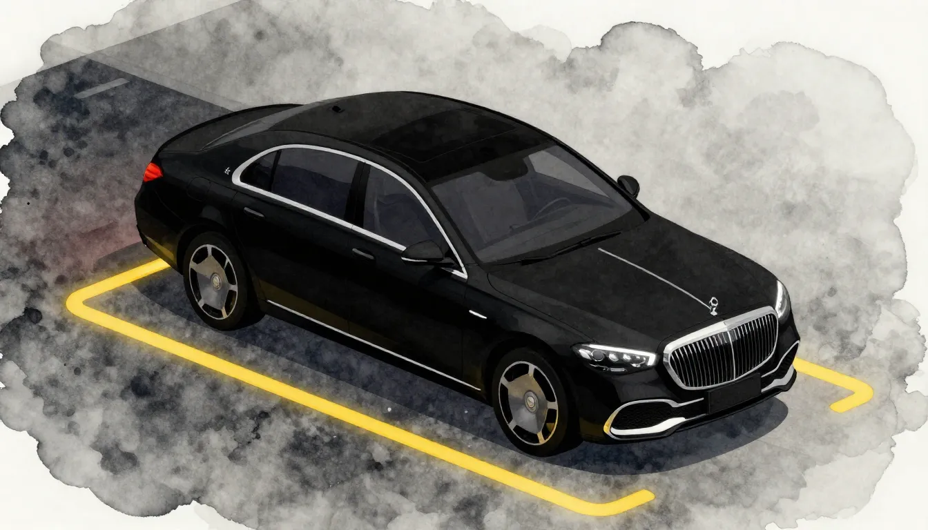 Watercolor style. Minimalist silhouette of a luxury black se...