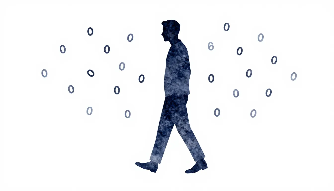Watercolor style. Silhouette of a proud man walking with emp...