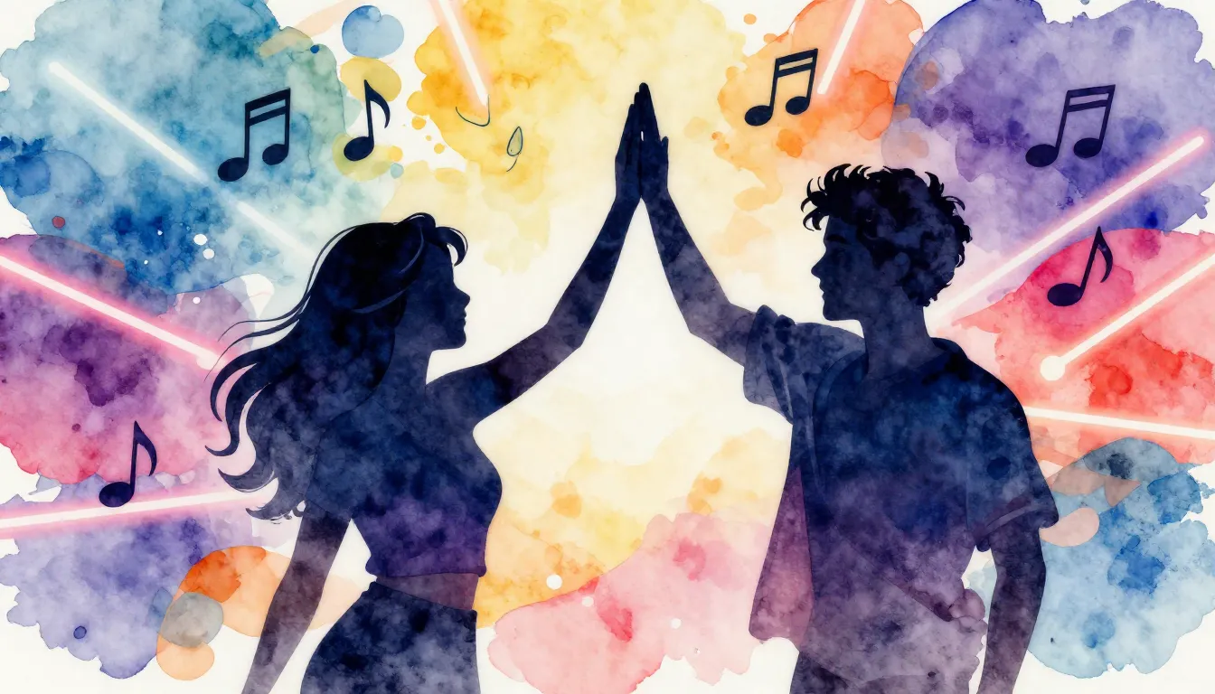 Watercolor style. A bright abstract background with neon lig...