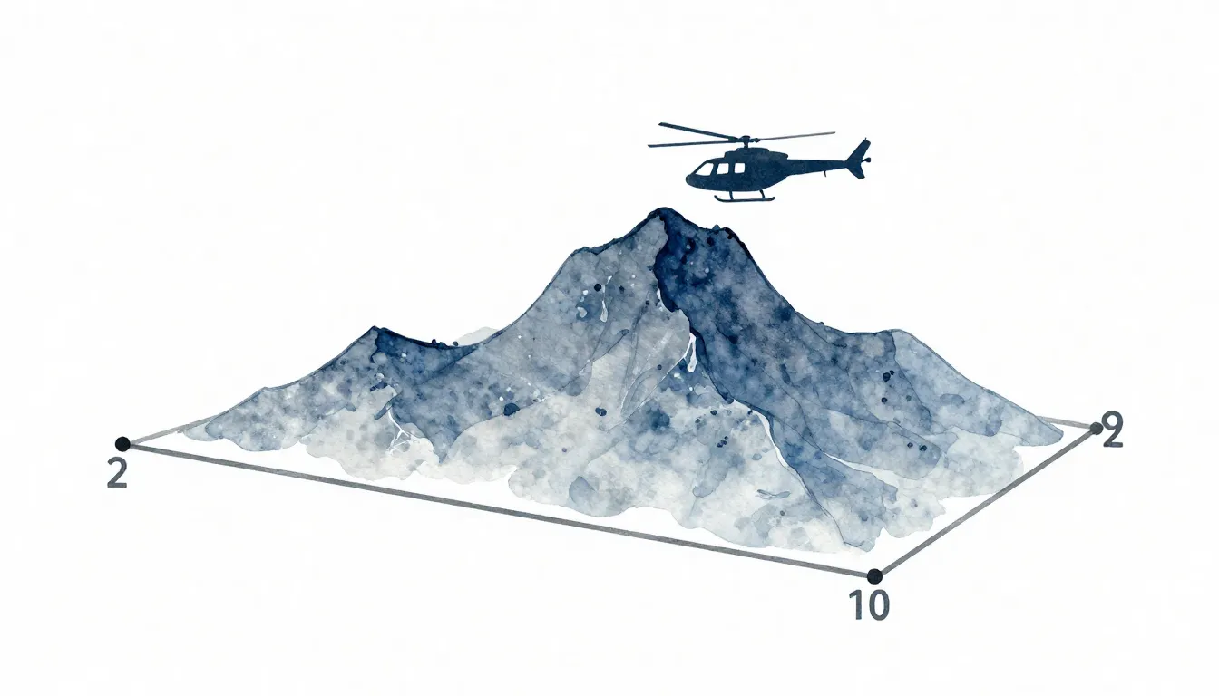 Watercolor style. A 3D coordinate system showing points in a...
