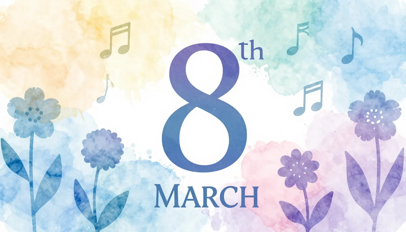 Watercolor style. A bright spring background with silhouette...