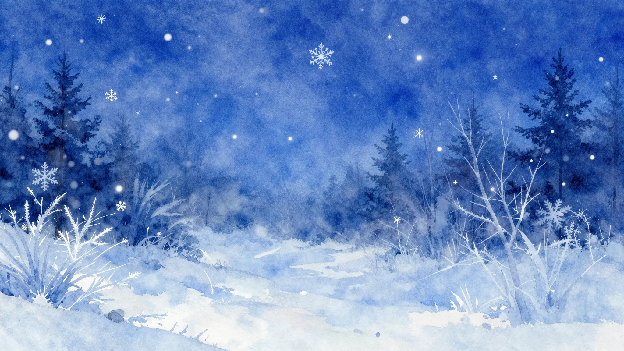 Vibrant watercolor style. Indie album cover: frosty winter n...