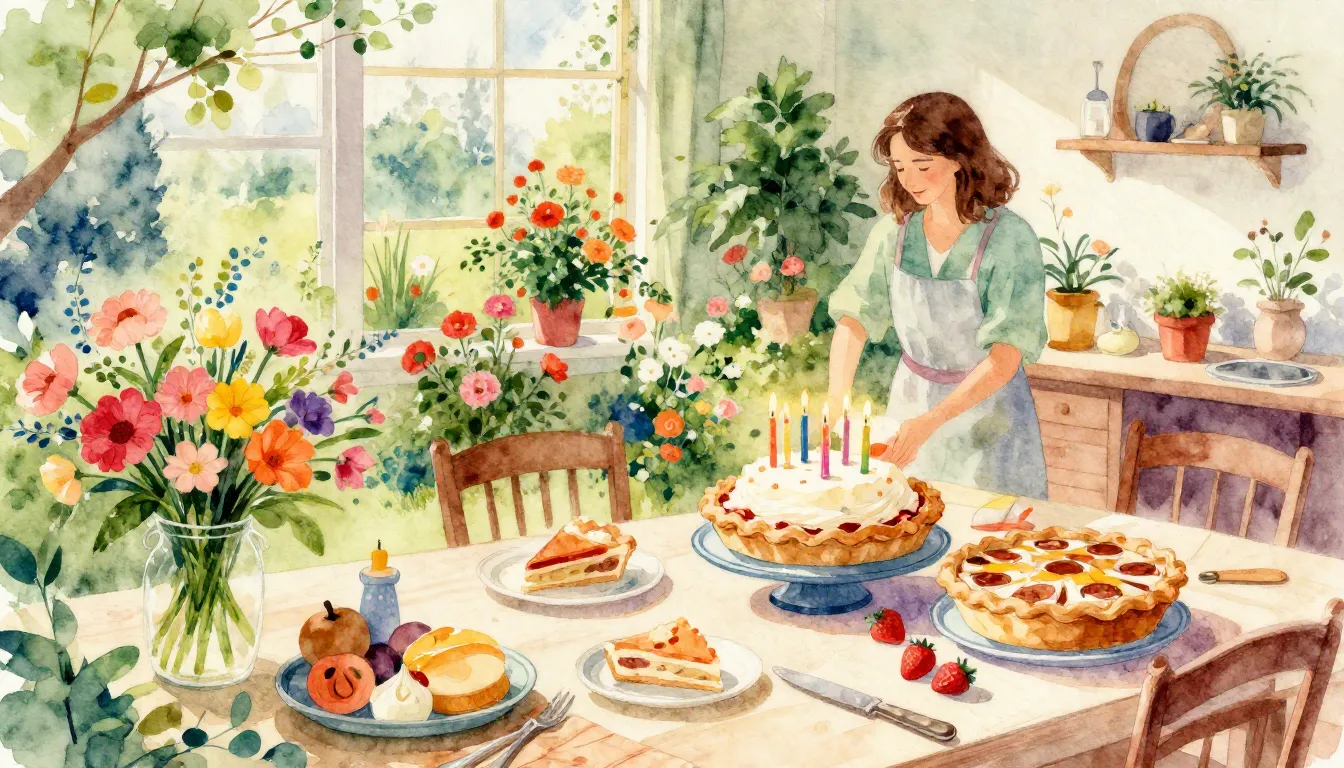 Vibrant watercolor style. A vibrant, warm, and joyful birthd...