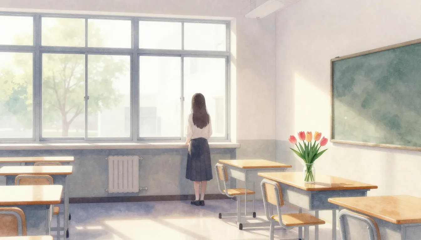 Watercolor style. Silhouette of a woman standing by a large ...