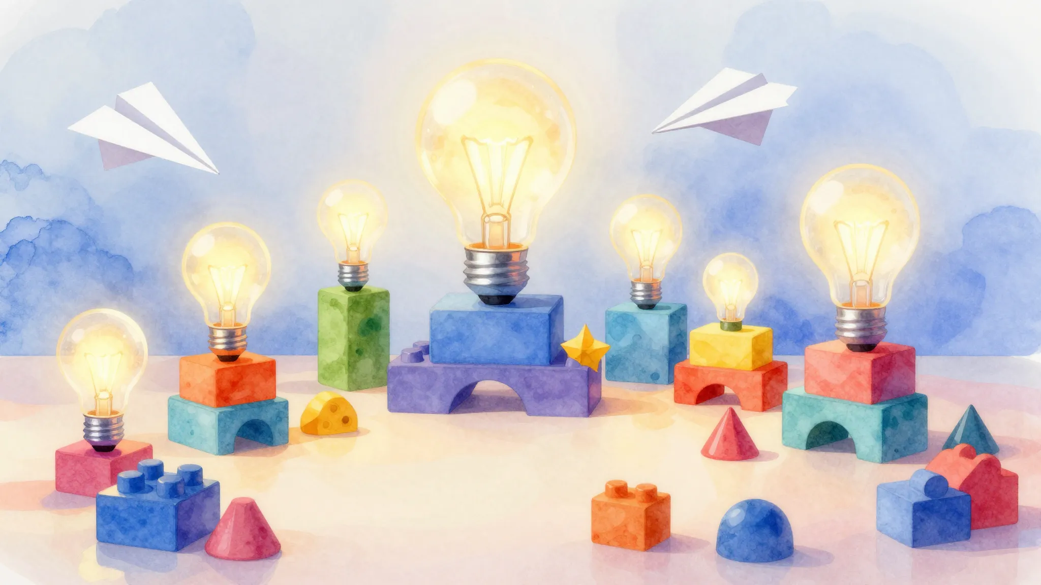 Watercolor style. Abstract creative workspace for preschool ...