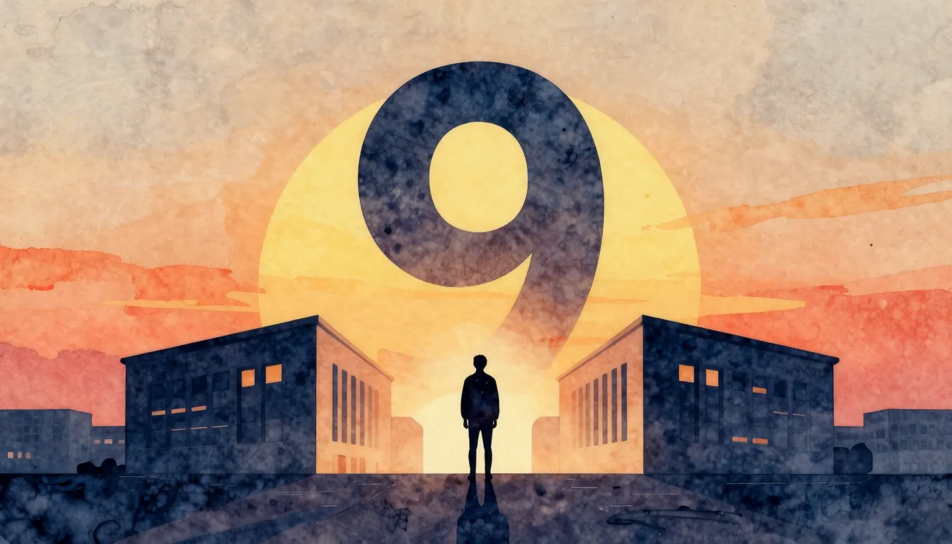 Watercolor style. Silhouette of a person standing in front o...