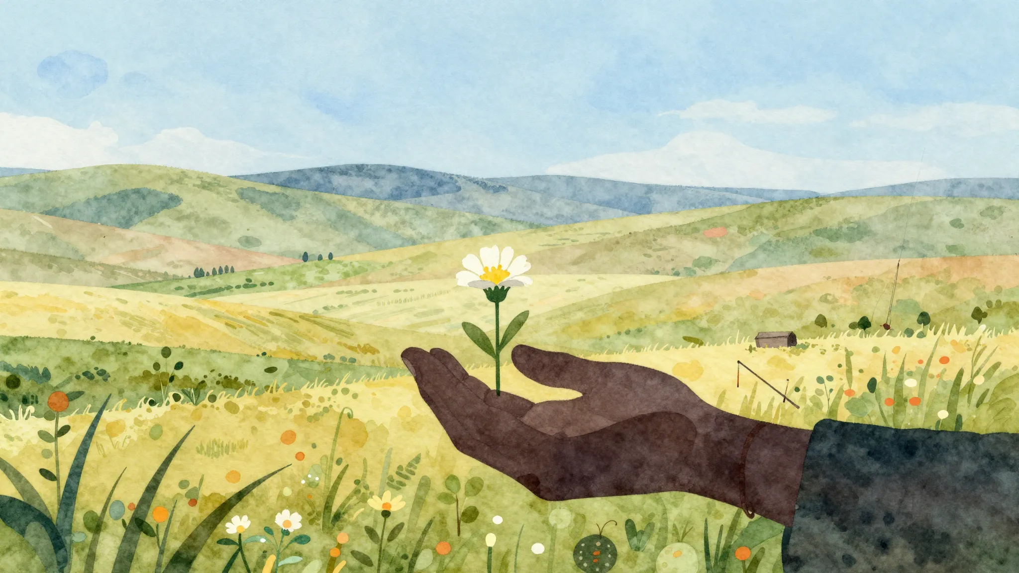 Vibrant watercolor style. Genre: Folk.

Prompt: A serene, st...