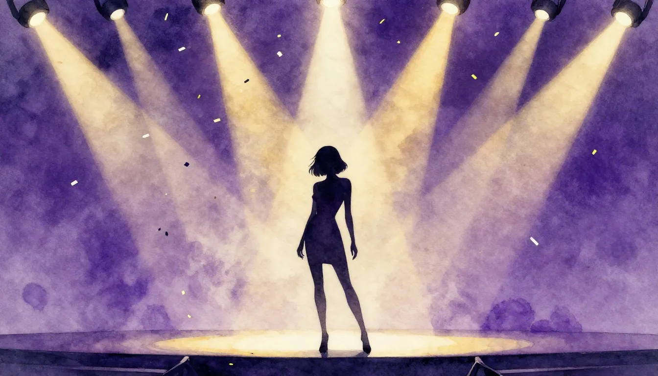 Watercolor style. A silhouette of an elegant woman standing ...