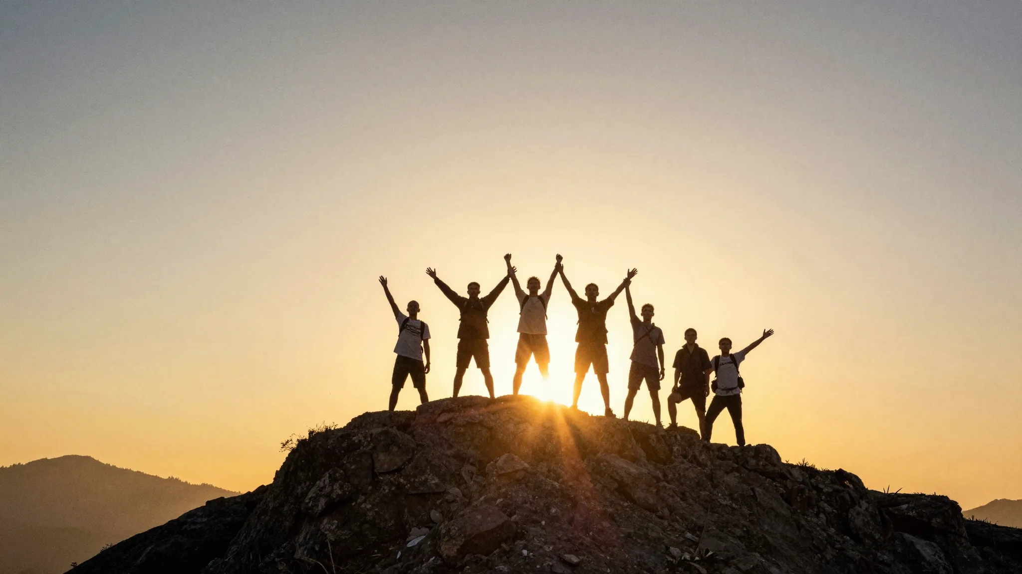 Watercolor style. Silhouette of a group of people standing o...
