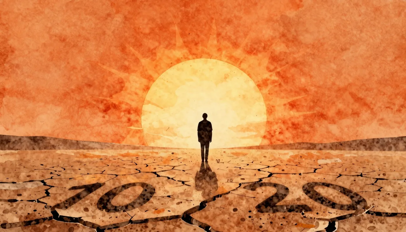 Watercolor style. Minimalist silhouette of a lonely wanderer...