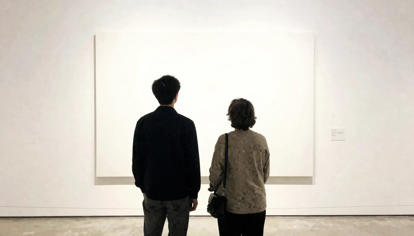 Watercolor style. Two silhouettes of people, one younger and...