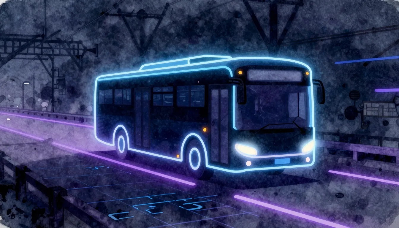 Watercolor style. A neon silhouette of a rounded futuristic ...