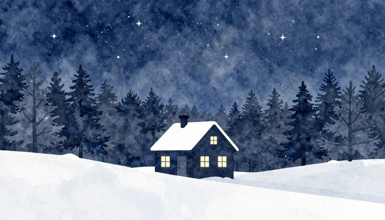 Watercolor style. Minimalist silhouette of a cozy house in a...