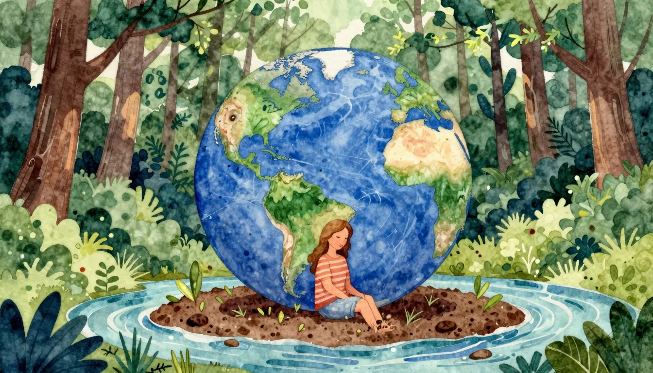 Vibrant watercolor style. Rap album cover: Earth as a suffer...
