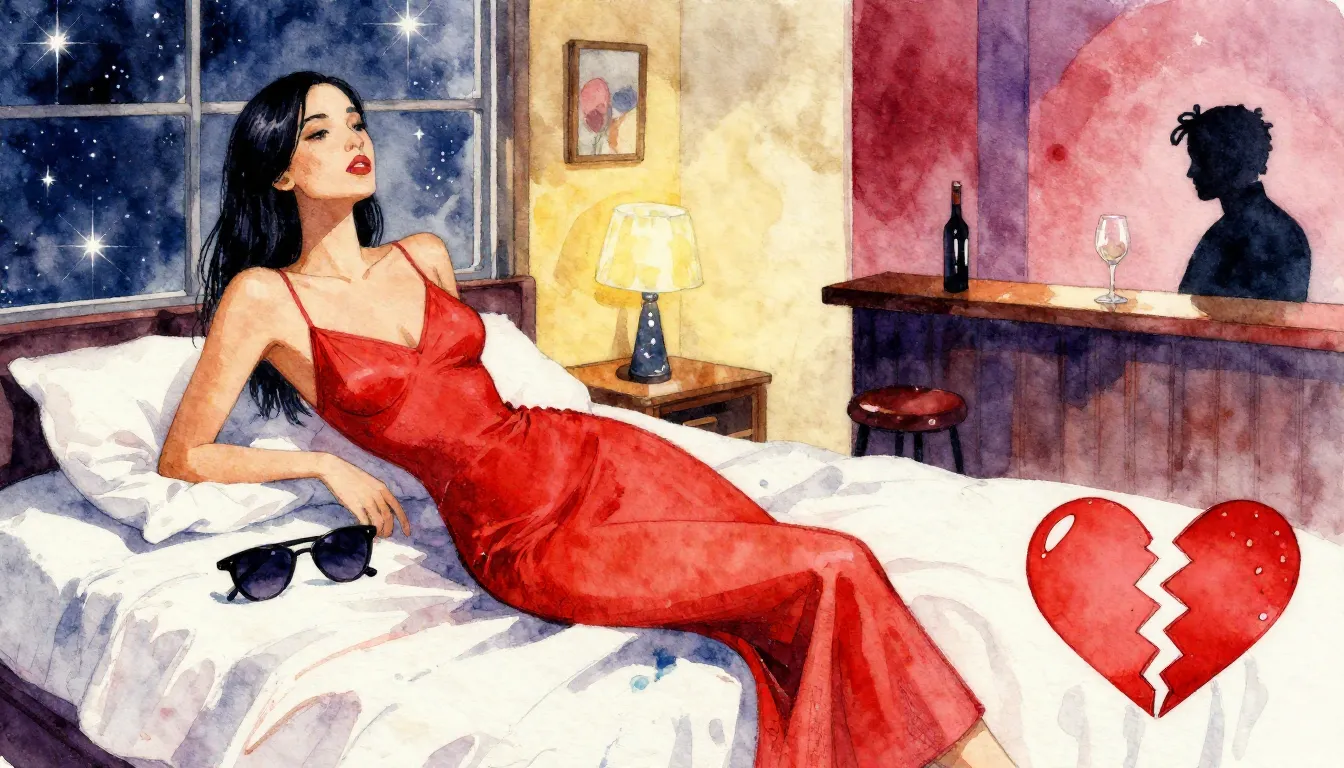 Vibrant watercolor style. Hip-hop album cover, abstract, red...