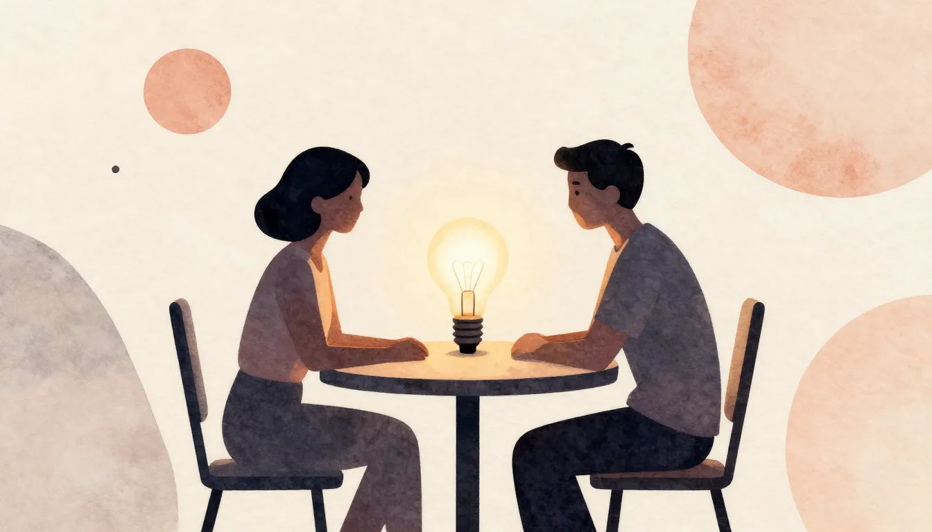 Watercolor style. A stylized silhouette of two people sittin...