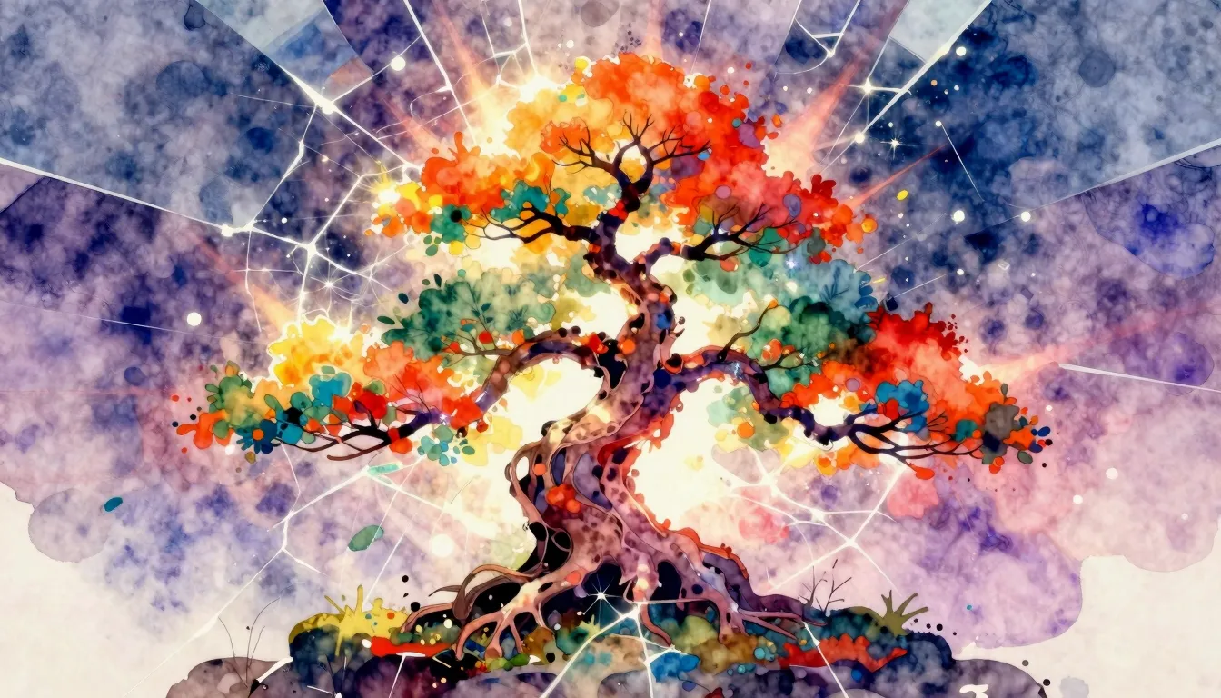 Vibrant watercolor style. Trap album cover, vibrant bonsai t...