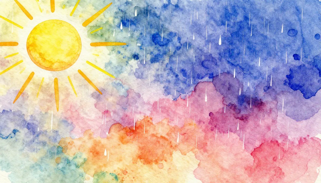 Vibrant watercolor style. Jazz album cover. Summer, sun, lig...