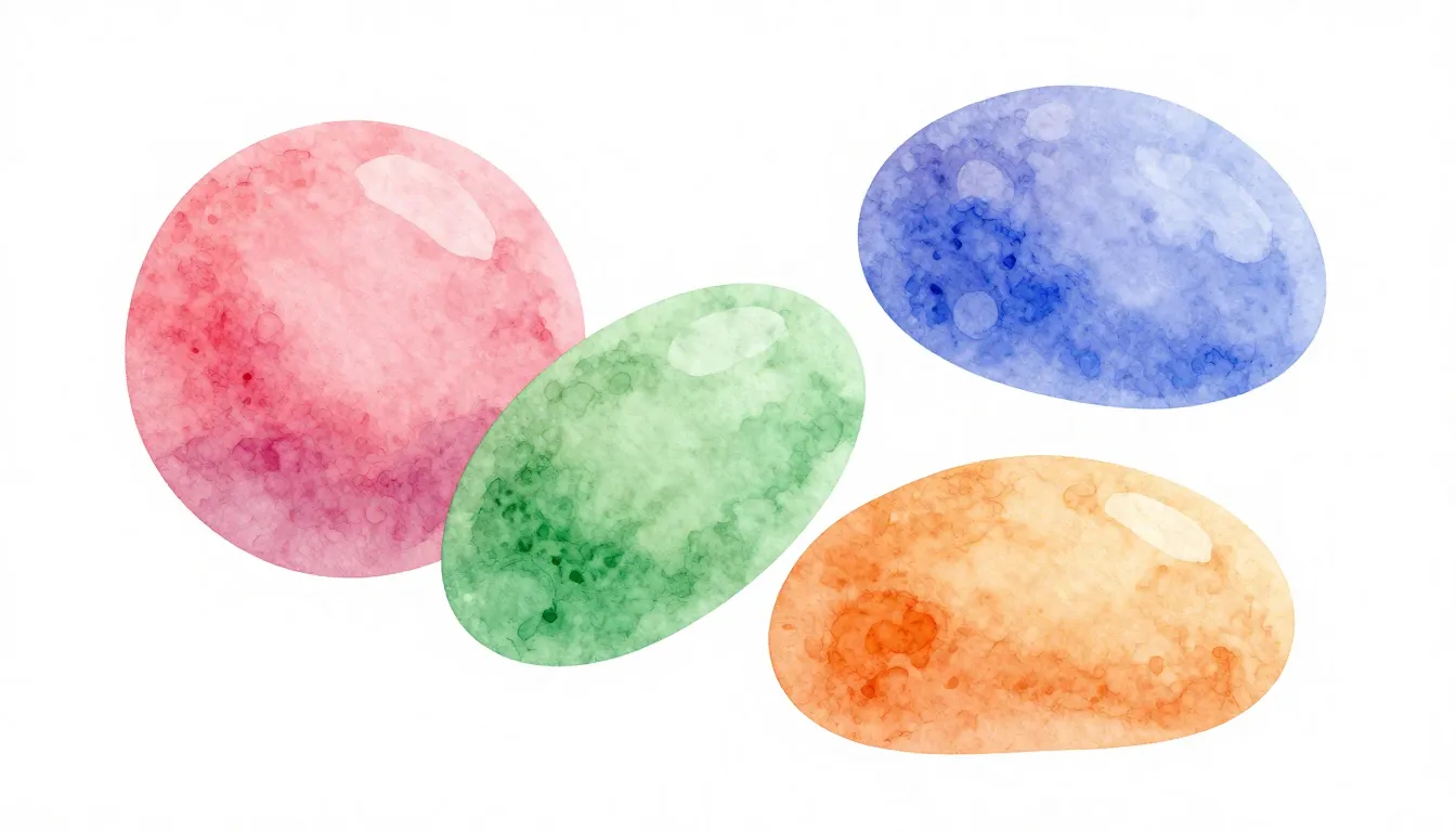 Watercolor style. Abstract 3D composition with three smooth,...