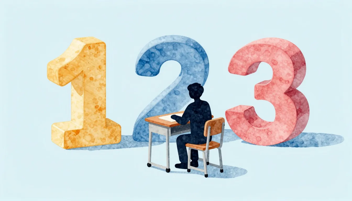 Watercolor style. Silhouette of a person at a tiny school de...