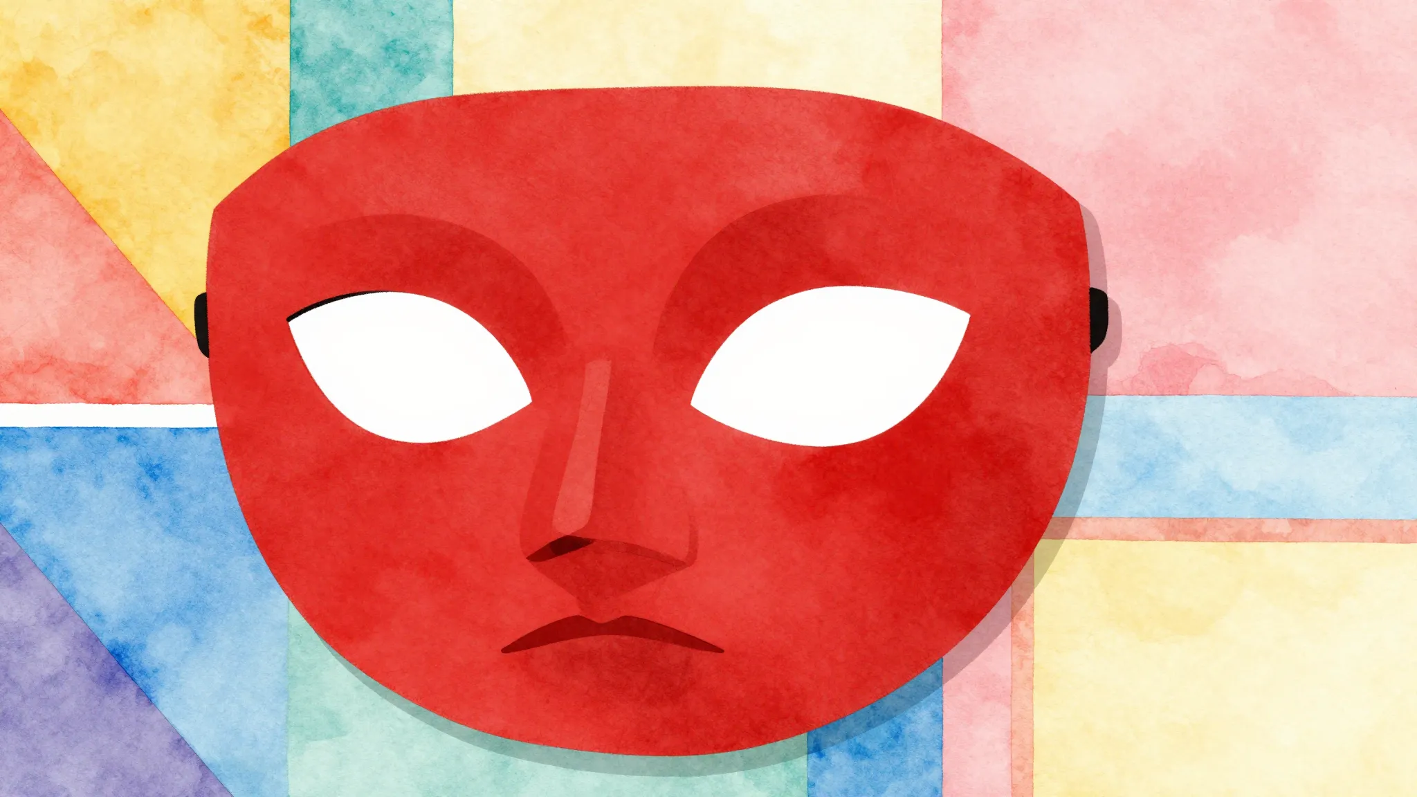 Watercolor style. Minimalist graphic illustration of a red m...