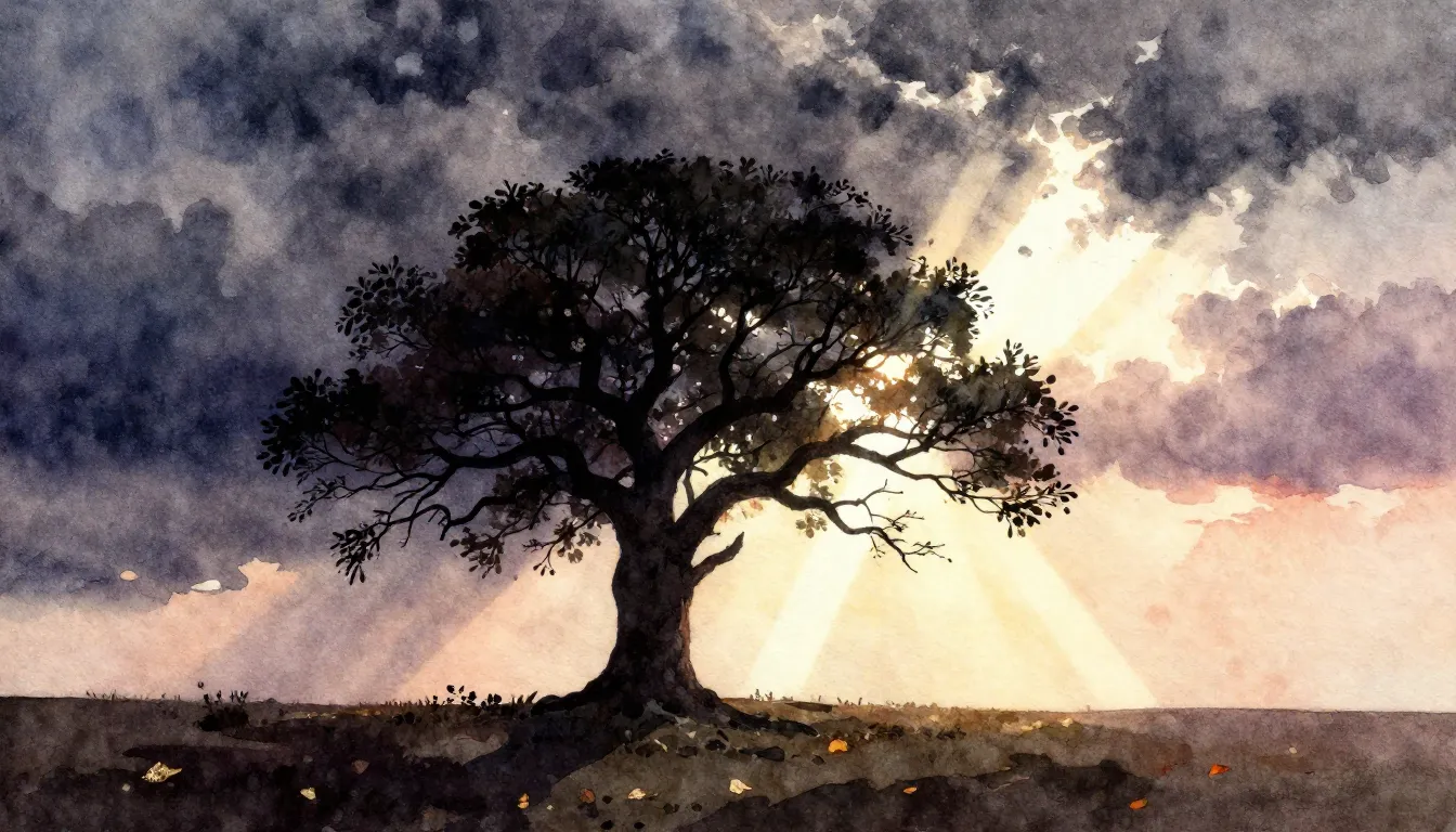 Vibrant watercolor style. Melancholic folk song cover art. A...