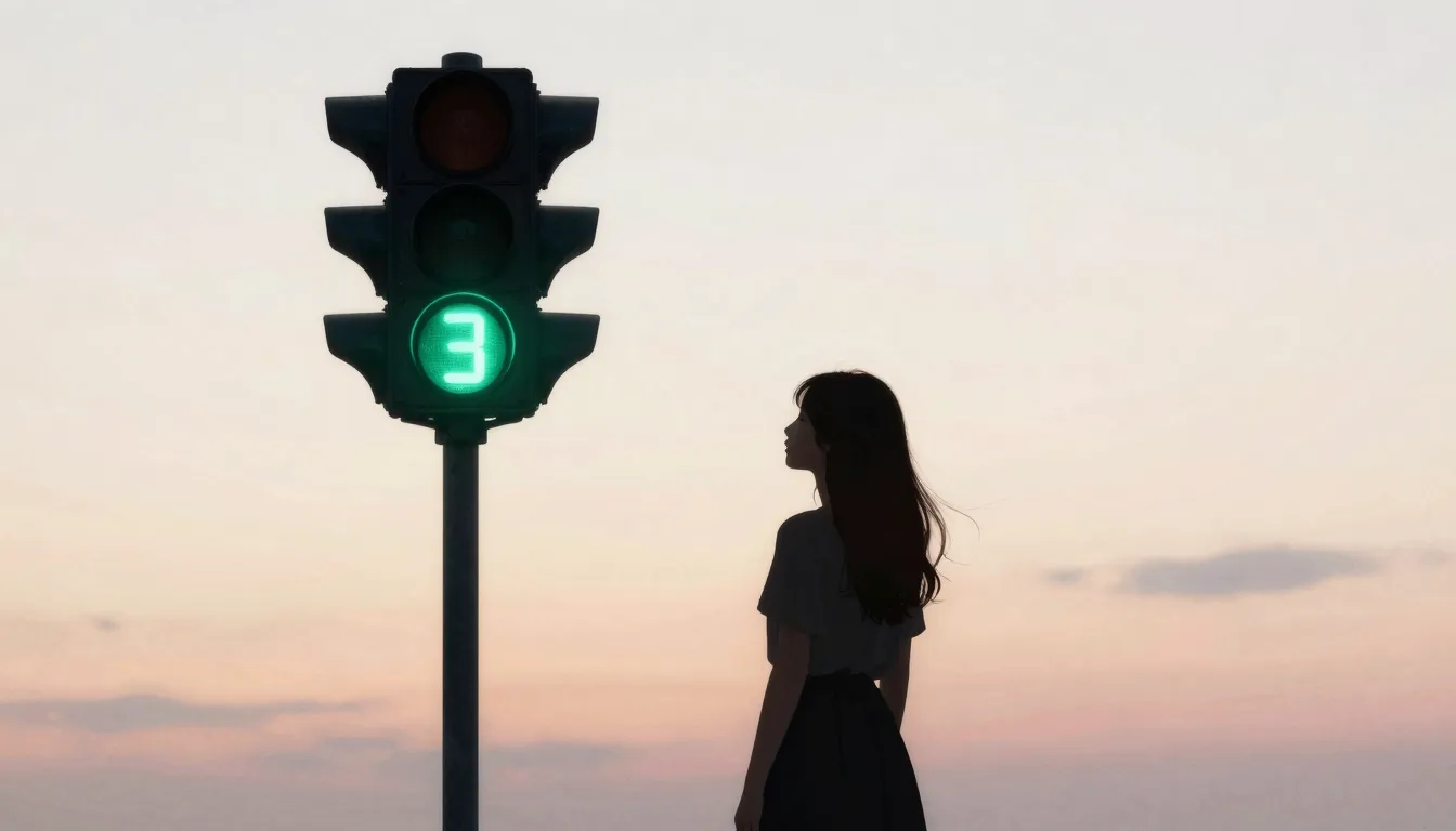 Watercolor style. Silhouette of a woman looking at a glowing...