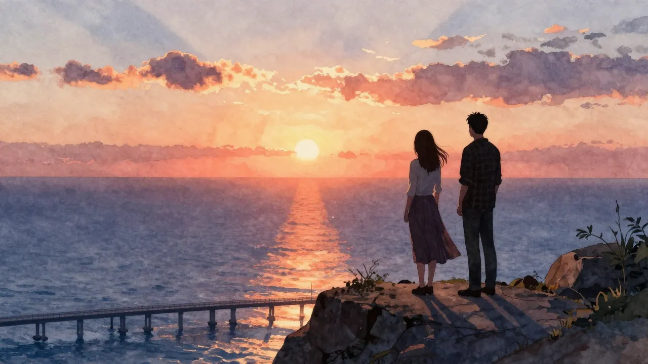 Watercolor style. Silhouettes of a man and a woman standing ...