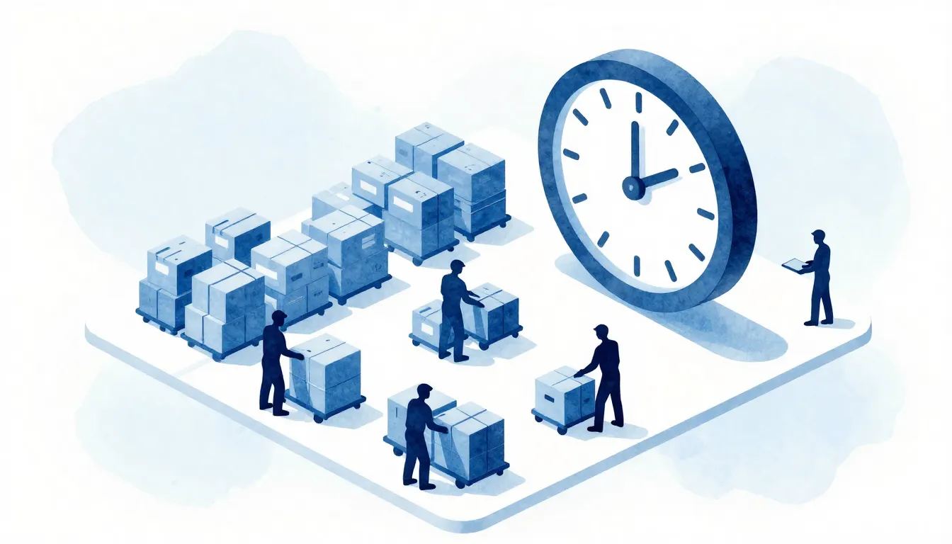 Watercolor style. Isometric view of a logistics hub, silhoue...