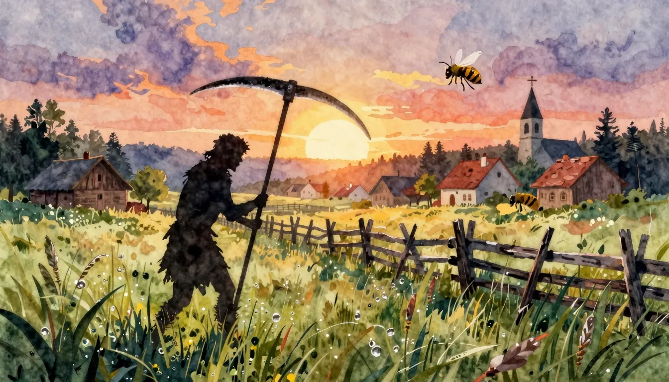 Vibrant watercolor style. Freak folk album cover: sunrise ov...