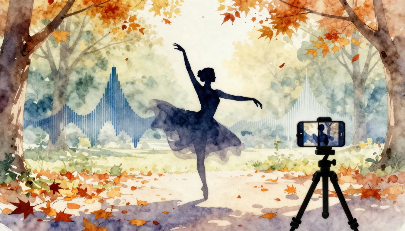 Watercolor style. Silhouette of a female dancer in a park se...