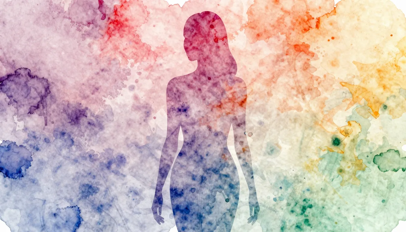 Vibrant watercolor style. A minimalistic, ethereal silhouett...