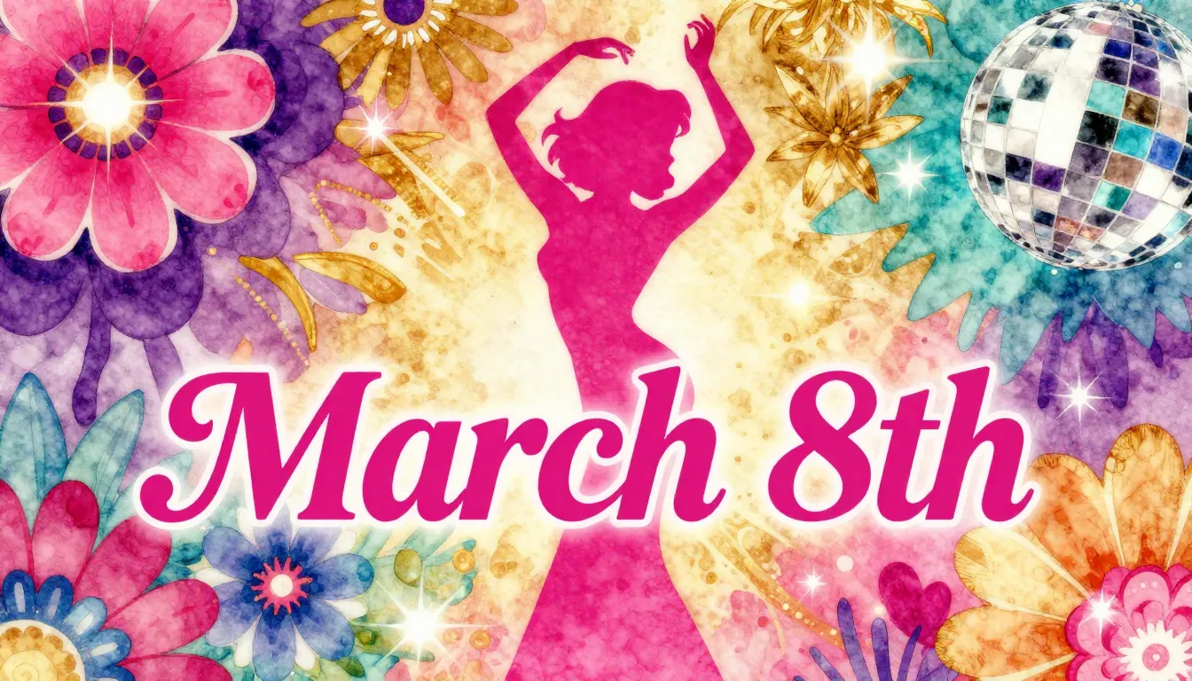 Vibrant watercolor style. Disco-funk album cover for "March ...